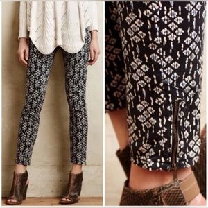 Anthropologie Pilcro Serif Block Print Ankle Zip Pants Sz 32